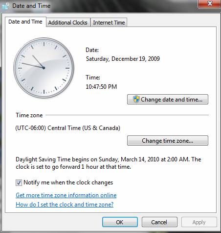 Как настроить время на компьютере windows 7