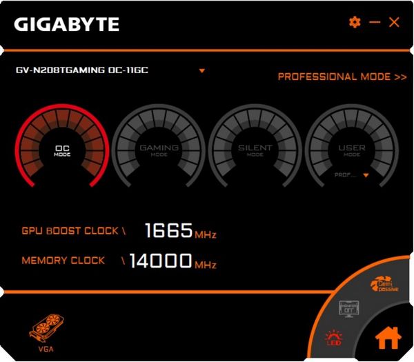 Настройка видеокарты Gigabyte GV-N208TGAMING OC-11GC
