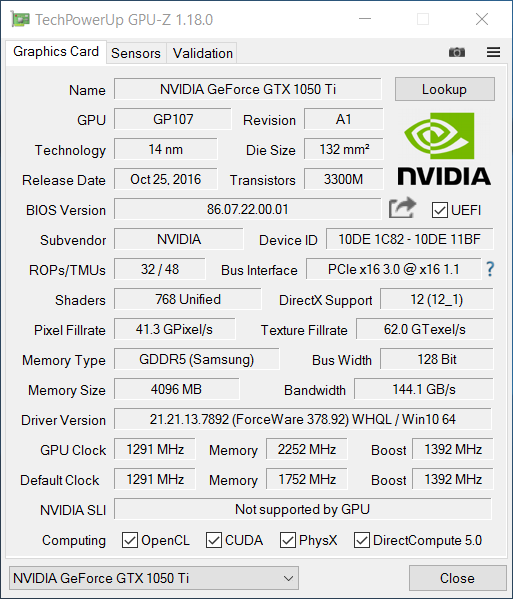 Настройка видеокарты Inno3D GeForce GTX 1050 Twin X2 3GB